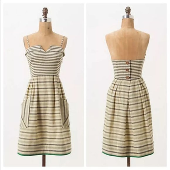 Anthropologie Dresses & Skirts - Anthropologie Maeve Striped Linen Blend Dress Size 0 EUC